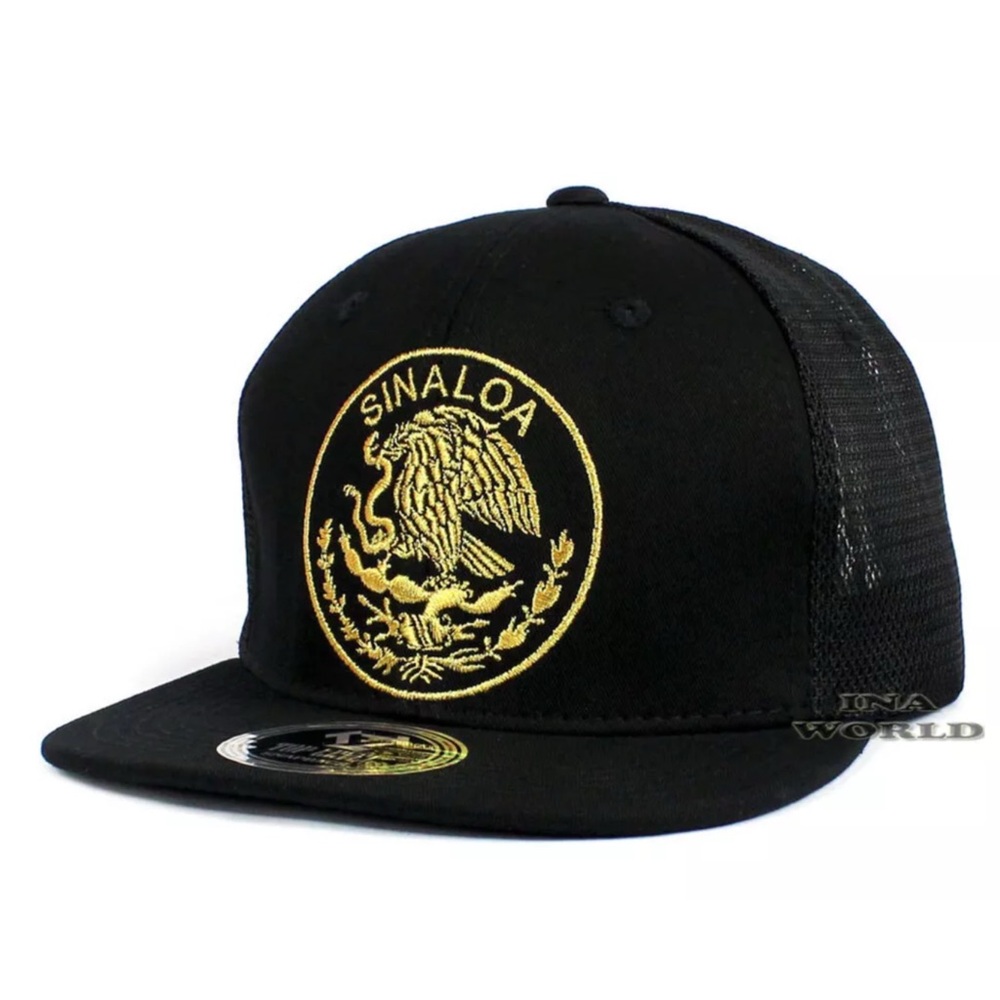 MEXICAN Hat Mesh Snapback MEXICO Federal State Flat Bill Baseball Cap- SINALOA